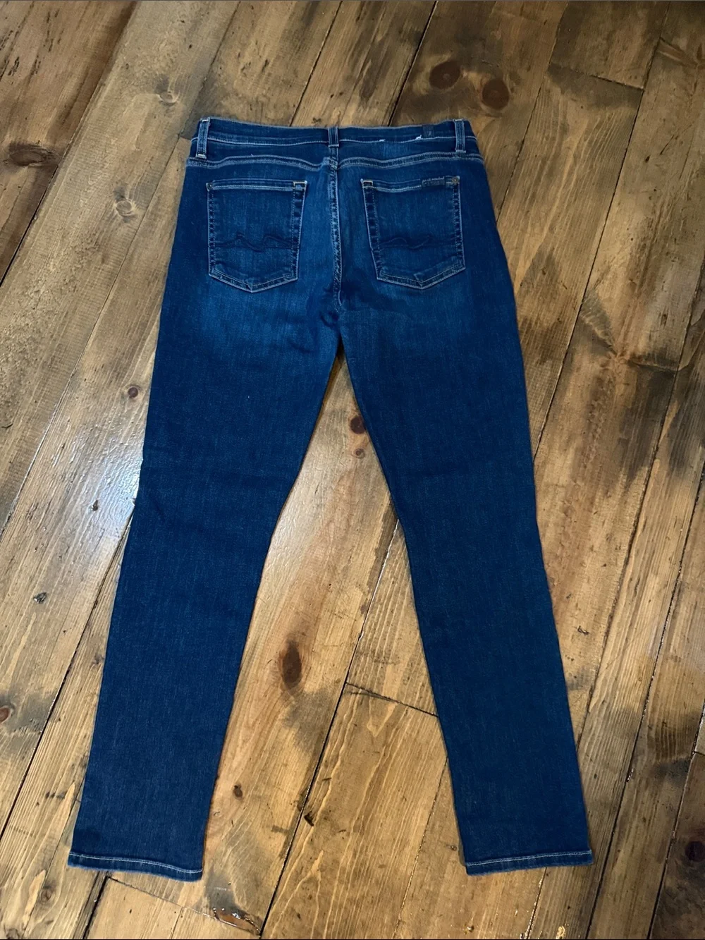 7 For All Mankind Dark Blue Distressed Skinny Jeans